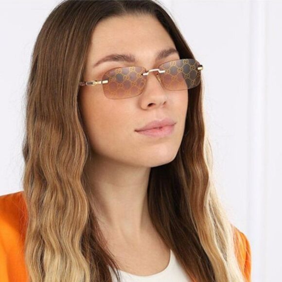 NEW Gucci GG1221S 004 Gold Yellow Red Mirrored Square Unisex Sunglasses